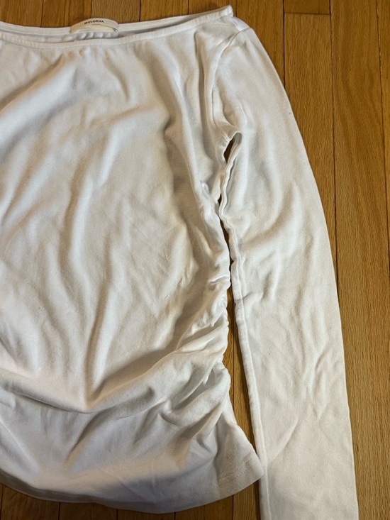 cinched white long sleeve top - Picture 6 of 7